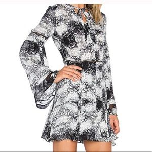 EUC -100% Silk Parker Dress- Romantic Grey Floral